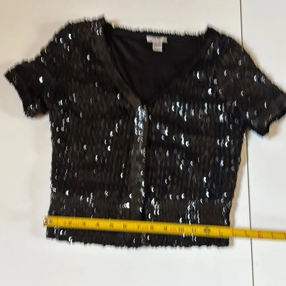 Cache Black Sequin V-Neck Sweater - Picture 8 of 8